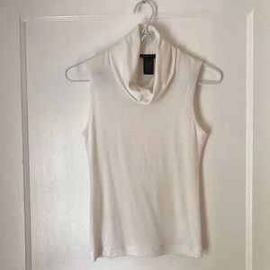 BCBG white cowl-neck sleeveless top